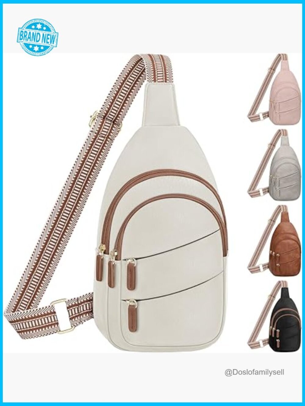 Crossbody Sling Bag Waterproof PU Leather Travel Chest Fanny Pack Hiking Camping